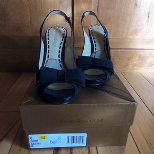Enzo Angiolini Black Open Toe Heels